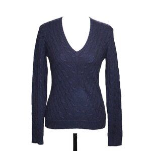 Ralph Lauren Black Label Collection Slim Fit Cashmere Cable Knit V-Neck Pullover